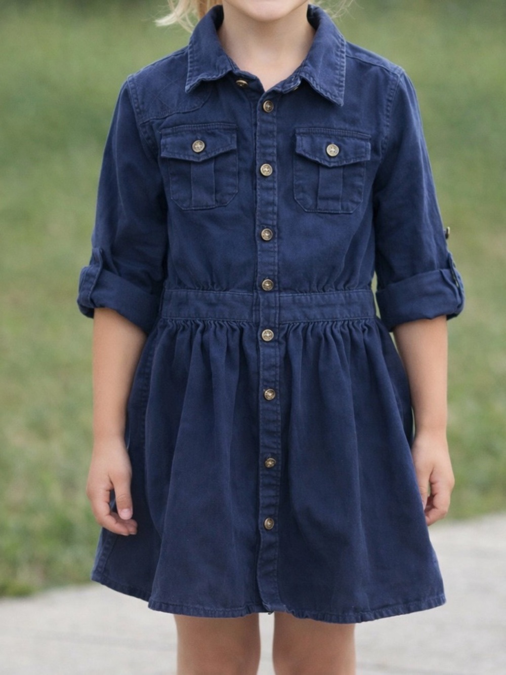 Ralph Lauren Navy Button-Front Shirt Dress for Girls 6X